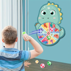 1pc Youngsters' Sticky Ball Target Board with 6 Balls & Hook - Cartoon Animal Game Featuring Fox, Elephant, Dinosaur - Ideal for Birthday Parties & Youngsters' Event Games, Indoor Fabric Playset, Educational Puzzle Activity, Youngsters'S Party Games|Carto