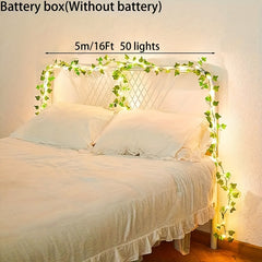 5-Meter Artificial Leaf String Lights - Studio Photography Decor Lights & Background Lighting, Battery Powered LED Copper Wire Lights to Illuminate Weddings, Christmas, and Home Decor Halloween decorations, Chrismas decorations
