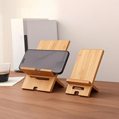 Natural Style Portable Bamboo Phone Stand - Detachable Desktop Holder - Minimalist & Rustic Design for Home Office, School & Workspace Organization - Stylish Desk Accessory - Perfect Thanksgiving & Christmas Gift - Wholesale Bulk Supply