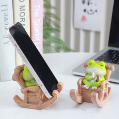 Cute Frog Phone Stand - Small Desktop Figurine for Office Desk - Stress Relief & Mood-Boosting Decoration - Birthday Gift & Phone Holder - Wholesale Bulk Supply