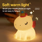 Unicorn Silicone Night Light Pony Smart Patting Light Sleep Light Sensing Atmosphere Light Level 3 Brightness Timer Turn Off USB Rechargeable Room Decoration Gift for Friends