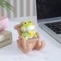 Cute Frog Phone Stand - Small Desktop Figurine for Office Desk - Stress Relief & Mood-Boosting Decoration - Birthday Gift & Phone Holder - Wholesale Bulk Supply