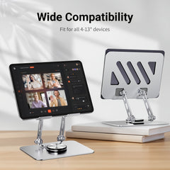 360° Rotating Base Tablet Stand - Compatible with All Laptops & Tablets 4–13 Inches - Adjustable Desktop Holder