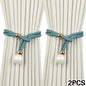 2pcs Luxury French Curtain Tiebacks with Artificial Pearl Decoration, Convenient Hanging Tieback Decorative Curtain Fixer, Suitable for Home Bedroom Office Decorative Curtain Tiebacks