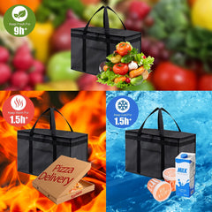 Extra-Large Insulated Cooler Bag - Keeps Food Hot or Cold for Hours, Reusable Grocery Tote with Durable Zipper, Lightweight & Sturdy