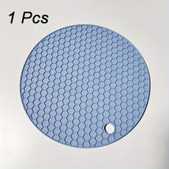 1/4pcs Round Honeycomb Silicone Placemat 17.02 Cm, Heat Insulation Pad, Non-slip Pot Holder, Easy To Clean And High Temperature Resistant Table Mat, Tabletop Protection, Home Kitchen Dining Table Decor
