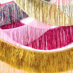 1pc, 30*300cm/1*10 feet, Fringe Backdrop, Foil Backdrop, Hot Rose Pink, Princess Pink, Streamers Party Decorations, Wall Hanging for Parade Floats Wedding Mardi Gras Birthday Valentine's Day Party Decoration, Halloween Decorations, Christmas Decorations,