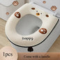 Thickened Toilet Seat Cushion Cover with Zipper Closure - Soft Plush Bear Paw Print Design, Machine Washable Bathroom Seat Cover for Comfort & Style