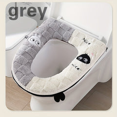 Two-tone spliced, fleece-lined, thickened universal toilet seat cover/toilet mat