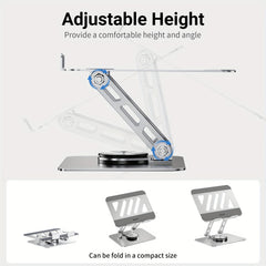 360° Rotating Base Tablet Stand - Compatible with All Laptops & Tablets 4–13 Inches - Adjustable Desktop Holder