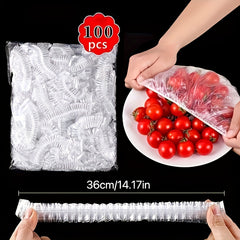 100pcs Colorful Disposable Cling Film Covers - Food Grade Plastic, Perfect for Kitchen, Picnics & BBQs