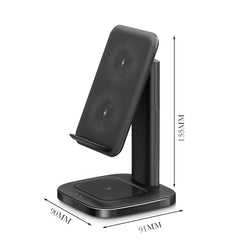 3-in-1 Foldable Desktop Wireless Charger with Adjustable Phone Charging Angle