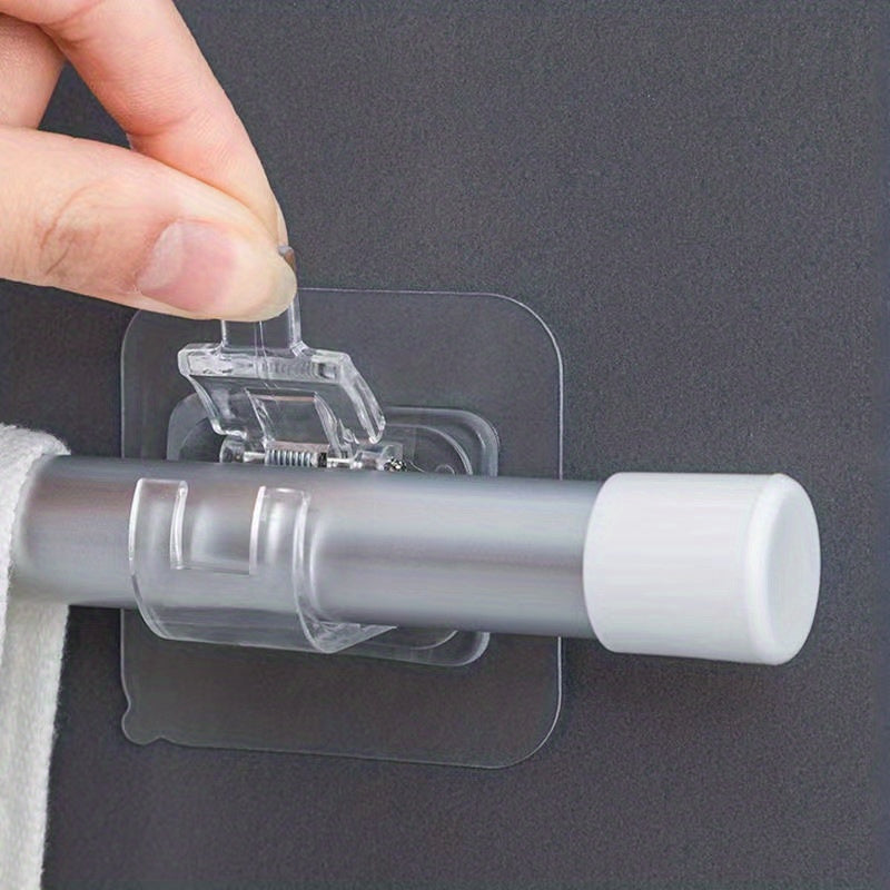 Curtain Rod Hook Curtain Rod Clip Fixer Non-drilling Adhesive Bracket Clip Horizontal Rod Door Curtain Extension Rod Sticky Hook
