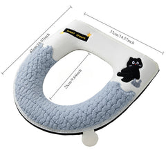 Thickened toilet seat cover with cat design, suitable for all seasons