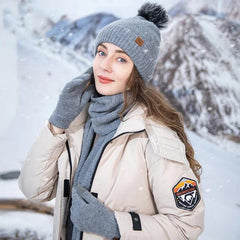 Winter hat women's fleece thickened hat scarf gloves women's three-piece suit knitted thermal gloves men