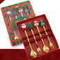 Christmas Style Food-Grade Stainless Steel Cutlery Set in Gift Box, Santa, Christmas Tree
