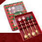 Christmas Style Food-Grade Stainless Steel Cutlery Set in Gift Box, Santa, Christmas Tree
