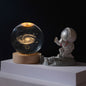 3D laser carved crystal ball night light ornament, yellow warm light solar system galaxy planet series