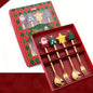 Christmas Style Food-Grade Stainless Steel Cutlery Set in Gift Box, Santa, Christmas Tree