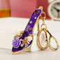 Elegant Rhinestone Rose High-Heel Shoe Car Keychain, Ideal Party Favor, Gift, Souvenir, and Bag Charm