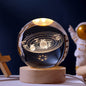 3D laser carved crystal ball night light ornament, yellow warm light solar system galaxy planet series