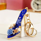 Elegant Rhinestone Rose High-Heel Shoe Car Keychain, Ideal Party Favor, Gift, Souvenir, and Bag Charm