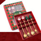 Christmas Style Food-Grade Stainless Steel Cutlery Set in Gift Box, Santa, Christmas Tree