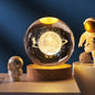 3D laser carved crystal ball night light ornament, yellow warm light solar system galaxy planet series