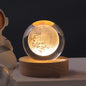 3D laser carved crystal ball night light ornament, yellow warm light solar system galaxy planet series