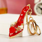 Elegant Rhinestone Rose High-Heel Shoe Car Keychain, Ideal Party Favor, Gift, Souvenir, and Bag Charm