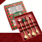 Christmas Style Food-Grade Stainless Steel Cutlery Set in Gift Box, Santa, Christmas Tree